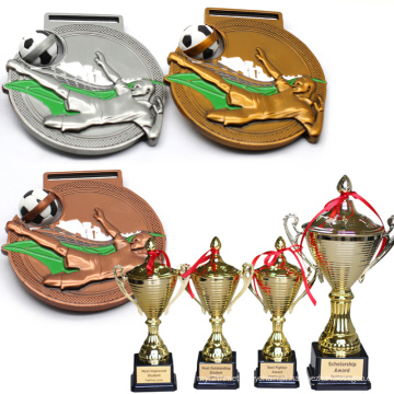 Medalha e troféus para venda de lembranças de bronze personalizadas baratas da American School Hard Enamel Football Award